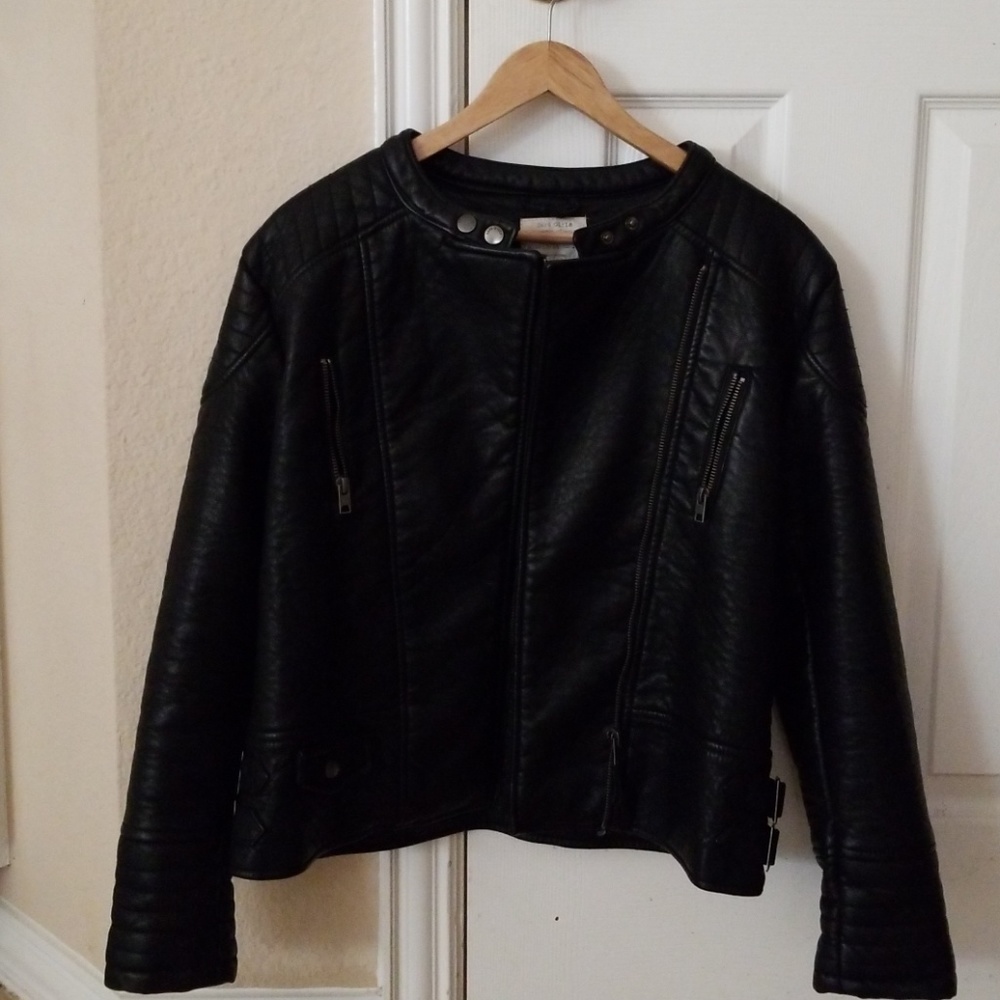 Zara Kids Black Faux Leather Jacket